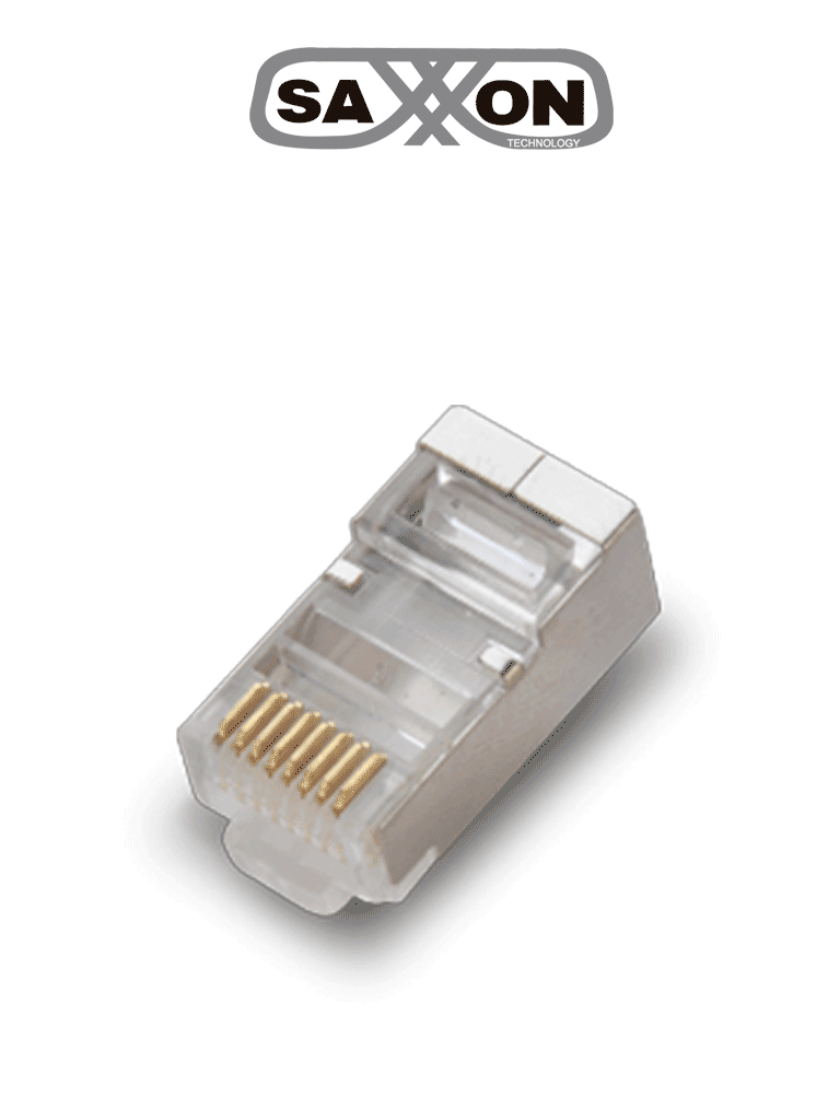 [S901E] SAXXON S901E - Conector plug RJ45 para cable UTP con guía / CAT 6 / Blindado / Paquete 100 piezas #TWCAB