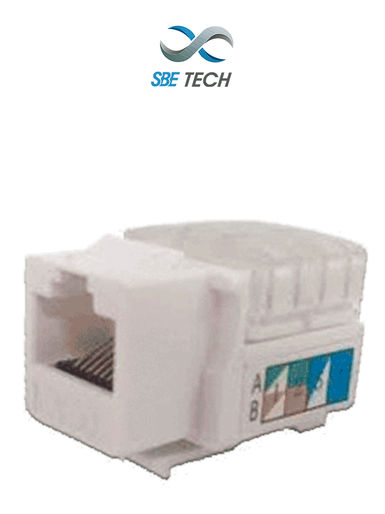 [SBE-JACKC6-WT] SBE TECH JACKC6WT- Módulo jack keystone RJ45, 8 hilos, CAT 6, compatible con calibres AWG 22-26, color blanco