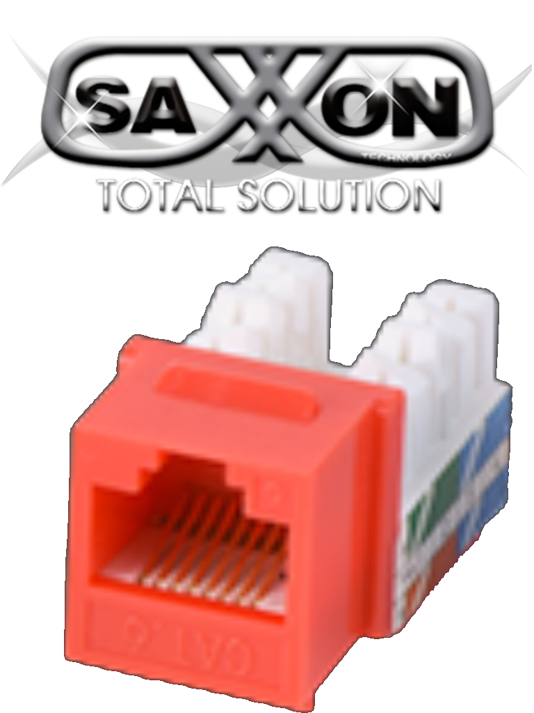 [M265-6ARED] SAXXON M2656AR - Modulo jack keystone RJ45 / 8 Hilos / CAT 6A / Compatible con calibres AWG 22-26 / Color rojo