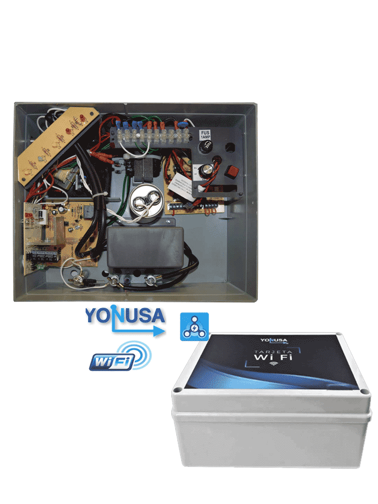 [EY10000127AF+MWIFI] YONUSA EY10000127AFWIFI - Paquete de ENERGIZADOR de alta frecuencia ANTIPLANTAS de 10000V y modulo WiFi para control desde APP