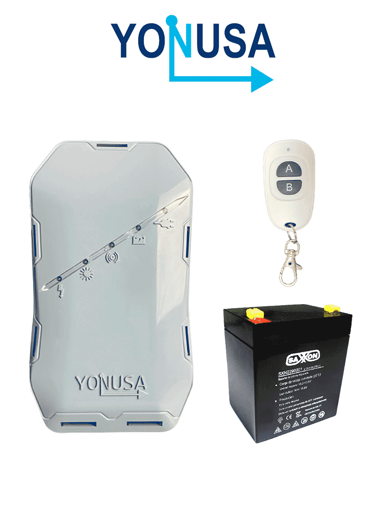 [EYHS500+CBAT45AH] YONUSA EYHS1BAT Energizador de nueva generación para solución de cerco eléctrico. Cubre 500 metros lineales o 100 metros en 5 líneas y batería de respaldo de 12VDC a 4.5 Ah #BFLASH