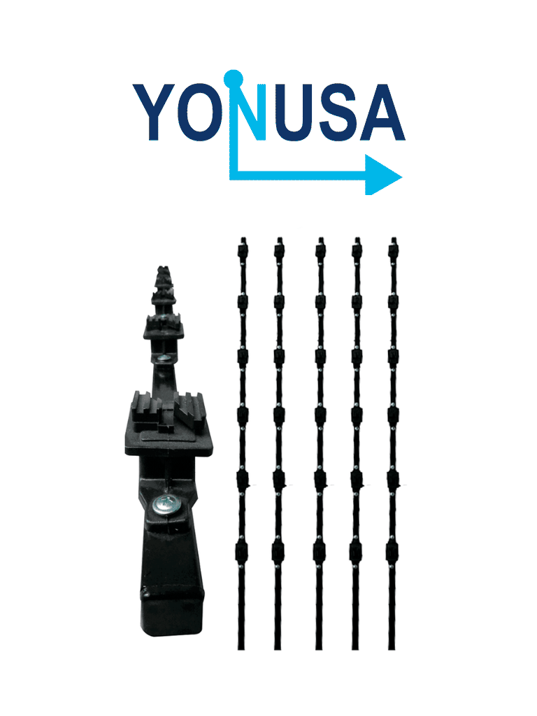 [K156L] YONUSA K156L - Kit de 5 postes de perfil 3/4 en color negro de 1.2 mts de largo, con 6 aisladores de paso para 6 líneas con 15 cm de separación/ Listo para instalación en campo #BFLASH