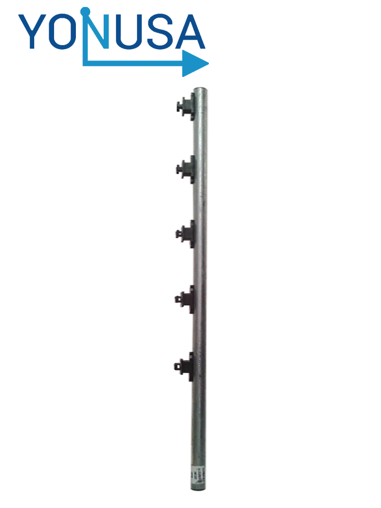 [TUBOAP101] YONUSA TUBOAP101 - Poste de paso para cerco eléctrico, tubo con 5 aisladores de paso instalados/ Tubo de 1.20 mts. listo para instalación en campo