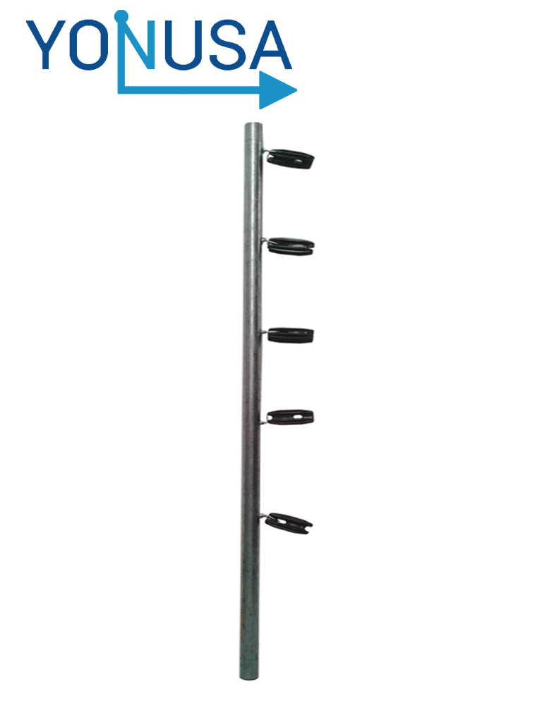 [TUBOAP201] YONUSA TUBOAP201 - Poste de esquina para cercas eléctricas con 5 aisladores de esquina instalados/ 1.20 mts. listo para instalación en campo
