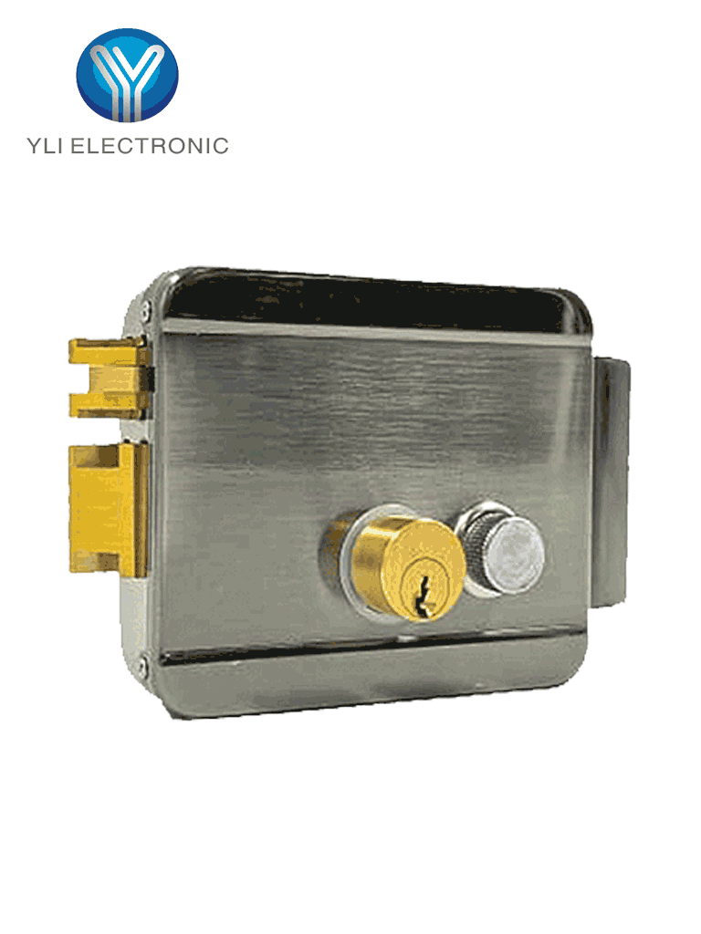 YLI ABK702BL - Cerradura Eléctrica Izquierda / Carcasa Metálica / Apertura con Botón, Llave / 12VDC / Uso Interior / Compatible con Controles de Acceso #YL1