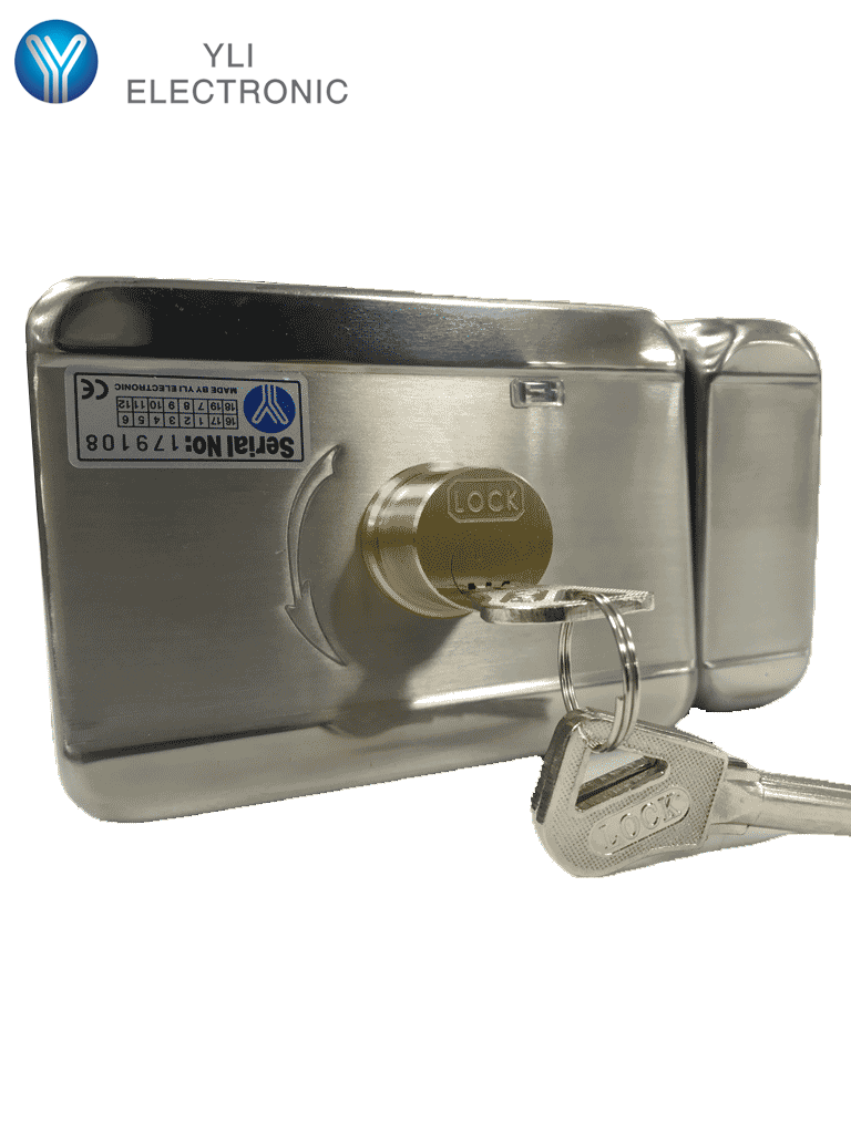 [ABK-703B-S] YLI ABK703BS - Cerradura inteligente con cierre automático cuenta con juego de 3 llaves, sensor con luz LED de status o correcto cerrado, apertura con pulso voltaje de 12VDC