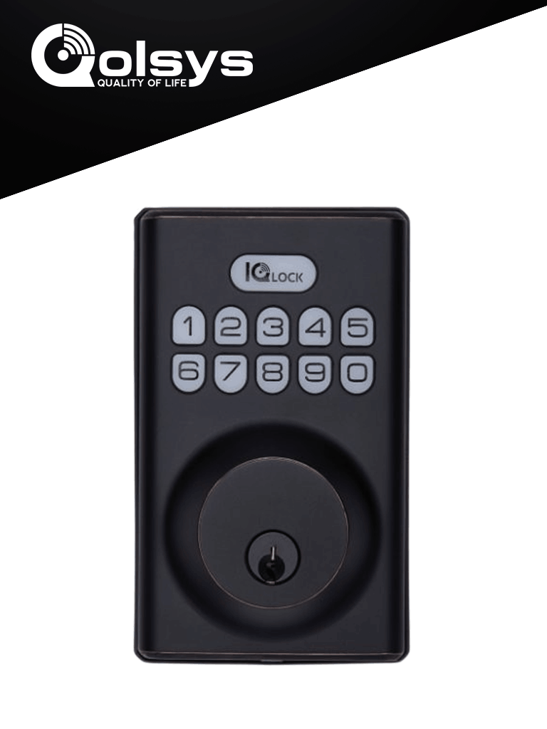 QOLSYS IQDLK-PGK-ORB Cerradura con botón pulsador - Cerradura Inteligente PowerG, color Bronce Aceitado (OIL-RUBBED BRONZE) #IQ