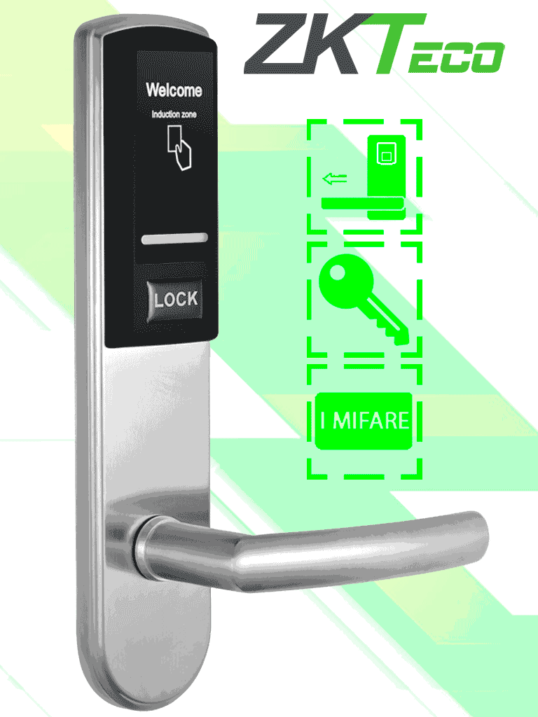 ZKTECO LH3000R - Cerradura Derecha para Hotel con Tecnología Mifare 13.56 MHz, Compatible con Puertas de 40 a 55 mm de Grosor, 2 Pestillos de Seguridad, Fabricada en Acero Inoxidable, Capacidad de Registro de 224 Eventos #MCI2 #ZMCIQ2