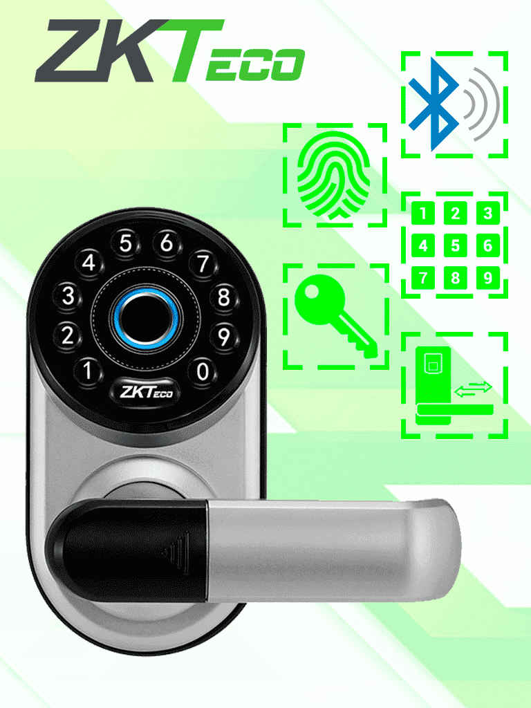 ZKTECO ML300 - Cerradura Inteligente con Teclado y Verificación de Huella, Conectividad Bluetooth, Capacidad para 100 Usuarios, Compatible con la App Zsmart #CERR
