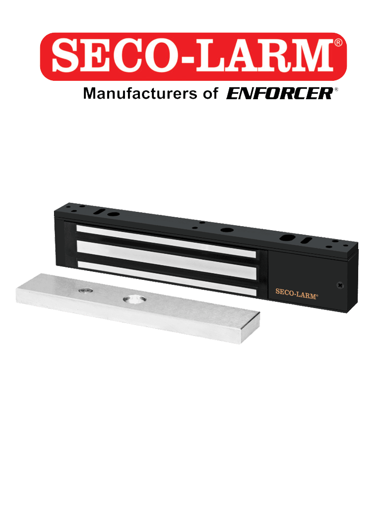 E941SB600PQ - Cerradura Electromagnética de 600 lb / Sensor de adherencia / LED de estado / Voltaje Dual 12/24 VDC / Homologada UL