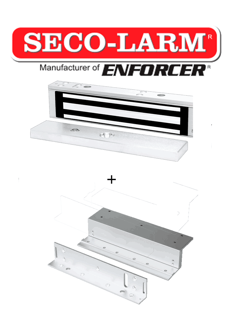 Seco-Larm E941SA600 - Electroiman de 600Lb + Soporte en "Z" y en "L"