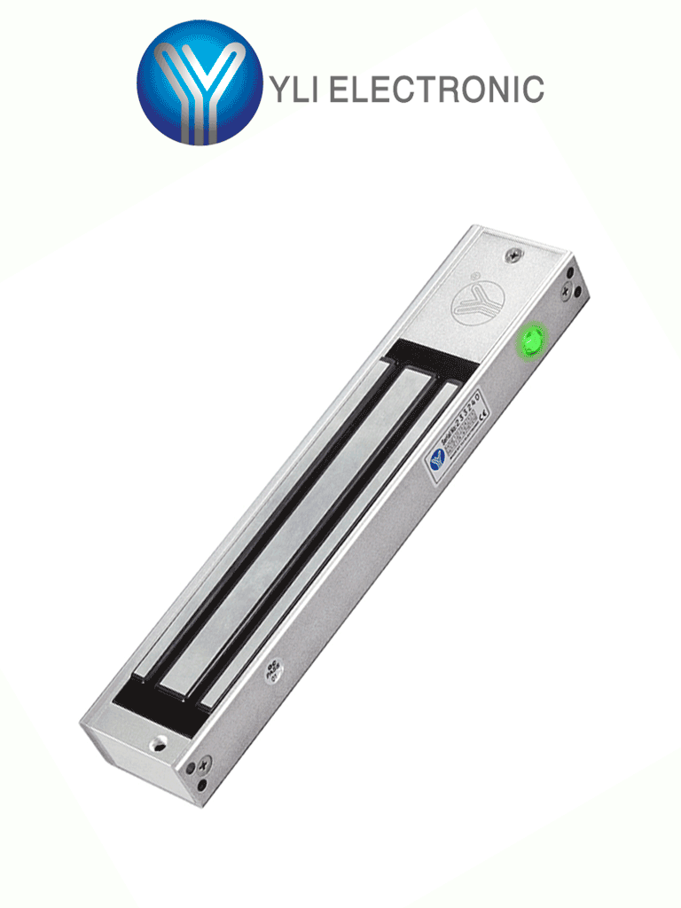 YLI YM280NLED - Cerradura Magnética con LED / Fuerza de Sujeción 280Kg /600Lb / Voltaje Dual 12v/24 VDC / Puertas de madera, vidrio, metálica #YL1