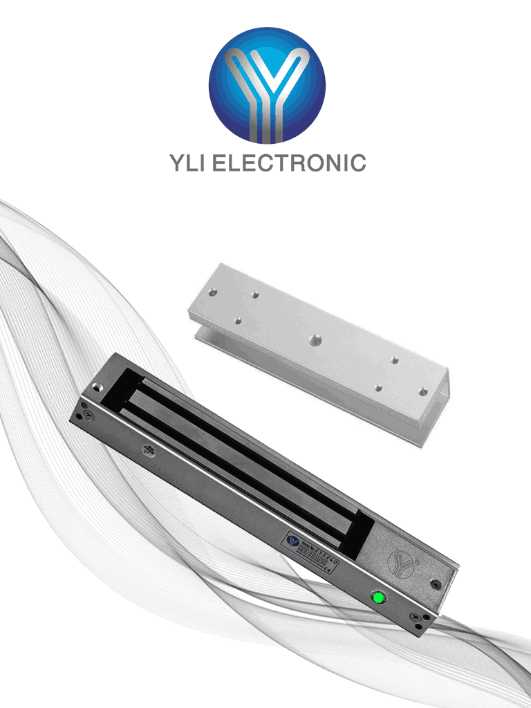[YM-280N(LED)+MBK-280UL] YLI YM280NLEDULPACK Paquete de Cerradura Magnética YM280NLED y MBK280UL para Puertas de Vidrio sin Marco / 280 kg (600 Lb) / Con Indicador Led