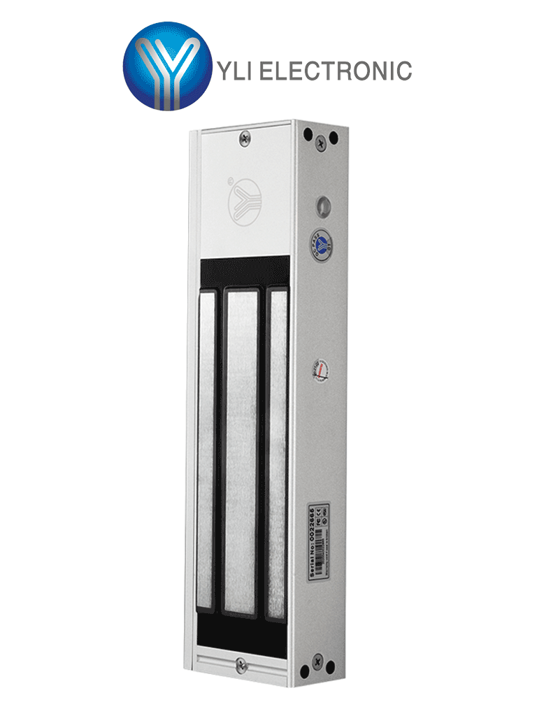 [YM-750NT(LED)] YLI YM750NTLED - Cerradura Magnética 750 kg o 1500 Lb de Fuerza de Sujeción / Indicador Led / Uso Interior / Retardo de tiempo / Voltaje Dual 12v/24 VDC / Compatible con Soporte MBK750ZL