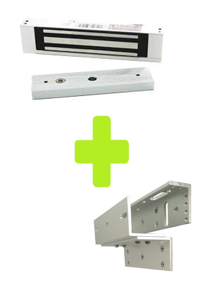 [LM1805-LMB120ZL] ZKTECO LM120PAK - Paquete de contrachapa magnética de 120 kg, voltaje de 12VDC incluye soporte ZL para su instalación, compatible para puertas de madera y metal