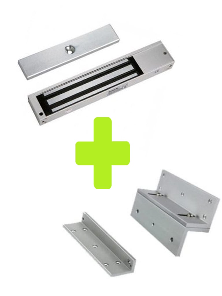 [LM2805+LMB280ZL] ZKTECO LM200LEDPAK - Paquete de contrachapa magnética con indicador LED de 200 kg, cuenta con entradas para conexión de sensor de puerta , voltaje de 12VDC incluye soporte LM200ZL en ZL para instalación