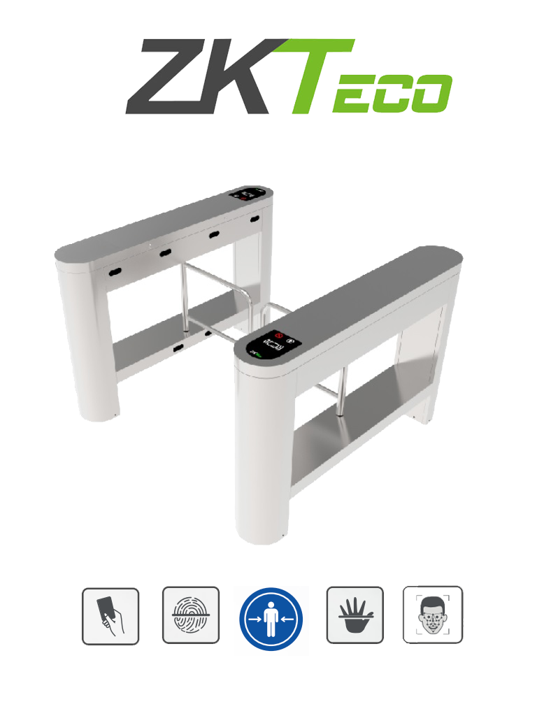 ZKTECO PROENTRANCE SB01FP - Barrera Peatonal de Acero Inoxidable un Carril de Alto Flujo / 30 personas x minuto / Carril 104.5 cm / Incluye 2 lectores de Huella FR1500 y / #Remate Panel inBio206Pro / Requiere Licencia / 01 pz en IZTACALCO / #Remate