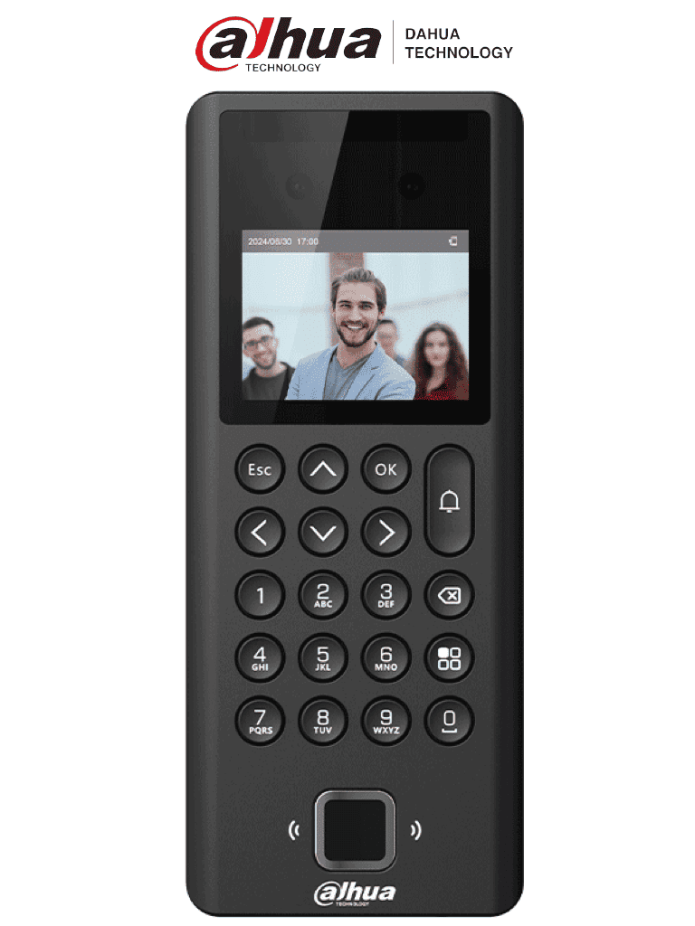 [DHI-ASI3204E] DAHUA ASI3204E - Control de acceso y Asistencia con reconocimiento facial / Pantalla de 2.4" / 1,000 Usuarios / 1,000 Contraseñas / 3,000 tarjetas Mifare / 3,000 Huellas / 50 Administradores / 100,000 Registros / Salida de 12V 1A