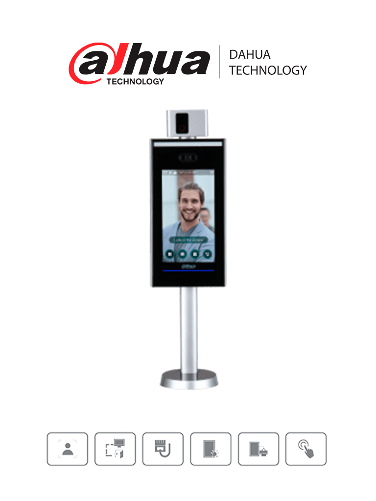 DAHUA DHI-ASI7223X-A-V1-T1 - Control de Acceso con Reconocimiento Facial y Medición de Temperatura/ Pantalla touch de 7 Pulgadas/ Soporta 100,000 Usuarios, 100,000 Rostros, 100,000 Tarjetas, 300,000 Registros/ Montaje en Torniquete/
