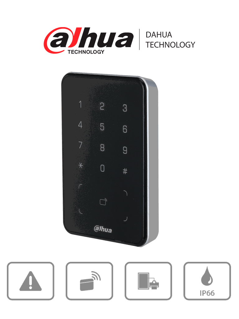 [DHI-ASR2101A] DAHUA DHI-ASR2101A - Lectora de Tarjetas MiFare con Teclado Touch/ para Password/ Conexión RS-485 y Wiegand/ Leds Rojo y Verde/ Fondo de Luz Azul