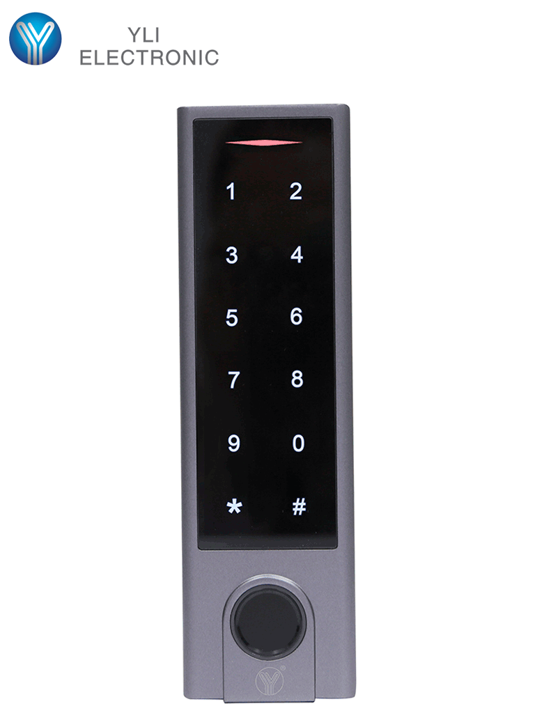YLI YK1068A - Control de Acceso con Teclado Touch / Huella / Tarjetas ID 125 Khz / Exterior / Entrada Wiegand para Lector Esclavo #TecladosYLI