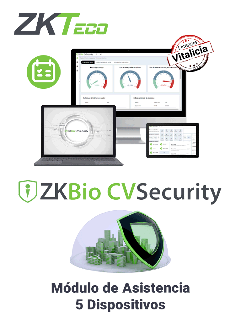 [ZKBioCV-TA-P5] ZKTECO ZKBIOCVTAP5 - Modulo Vitalicio de Asistencia para BioCVSecurity para 5 puntos de asistencia / Hasta 30 000 Usuarios