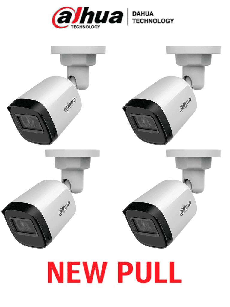 [HAC-B1A21PAQNEWPULL] DAHUA DAHUA HAC-B1A21PAQ NEWPULL - Paquete Caja de 4 Camaras Bullet 1080P/ 82 Grados de Apertura/ Lente de 3.6mm/ IR de 20 Mts/ IP67/ TVI AHD y CVBS/ #NEWP