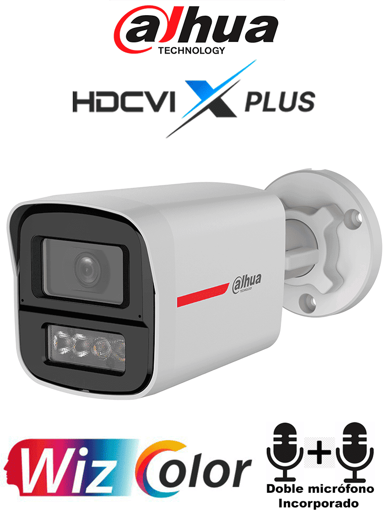 [DH-HAC-HFW1549XN-A-PRO] DAHUA DH-HAC-HFW1549XN-A-PRO - Cámara Bullet 5MP WizColor/Imagen 24 Horas a Color/Corrección de Dist de Imagen Mediante IA/ Iluminador Int con Luz Calida/Hasta 50m Ilumin/Doble Mic Incorp/Campo de Visión de Hasta 101°/WDR Real/Policarbonato+Metal #ANWIZ