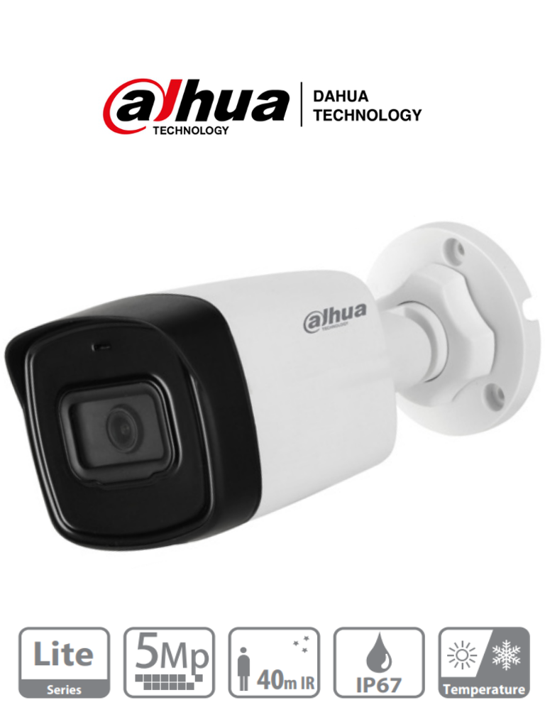 DAHUA HAC-HFW1500TL-28 - Camara Bullet de 5 Megapixeles/ Lente de 2.8 mm/ 111 Grados de Apertura/ IR de 40 Mts/ IP67/ Starlight/ DWDR/ Soporta: CVI/CVBS/AHD/TVI#1CM #MCI2 #MDM #MCC