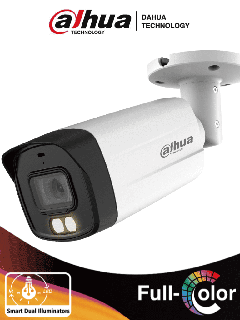 DAHUA HAC-HFW1509TMN-IL-A - Cámara Bullet de 5 MP con Iluminador Dual Inteligente y Full Color. Equipado con lente de 2.8 mm y un ángulo de visión de 111° y con micrófono integrado. Ofrece iluminación visible hasta 40 mts, WDR de 130 dB #HDCVI9.0