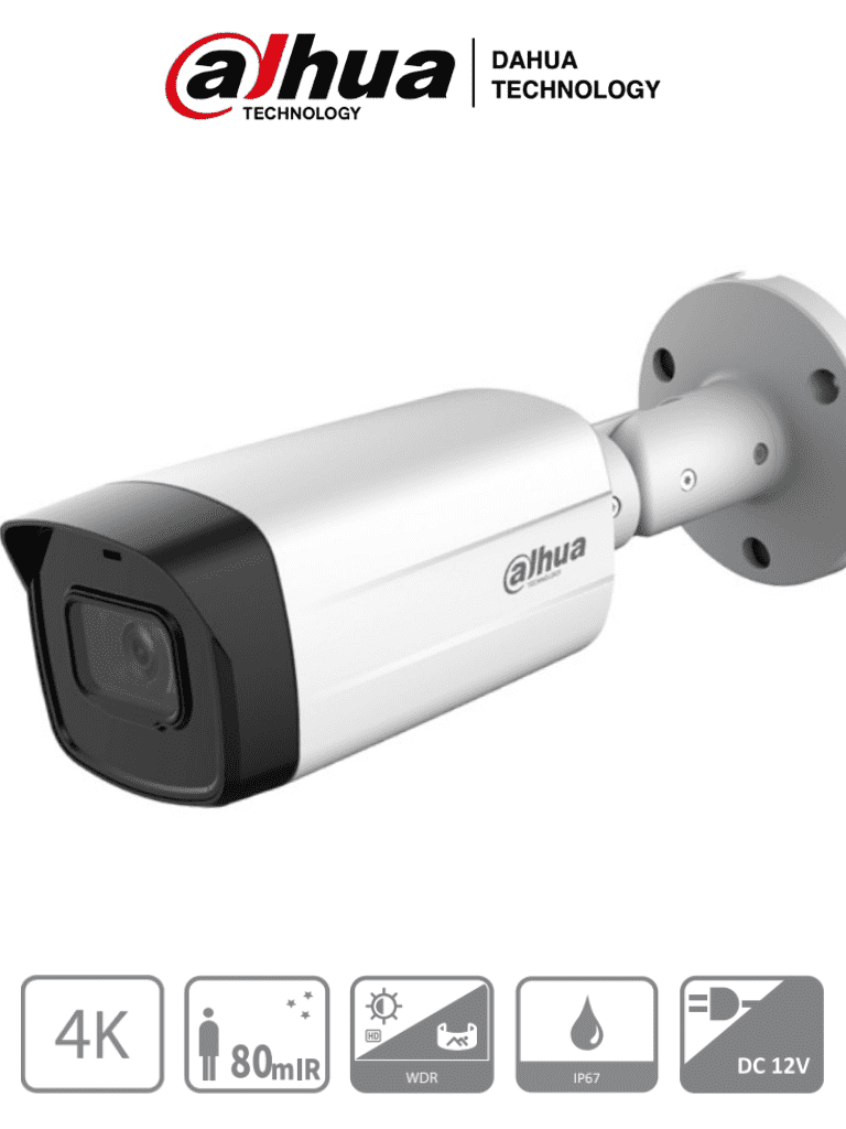 [DH-HAC-HFW1801TMN-I8] DAHUA HAC-HFW1801TM-I8 - Camara Bullet 4k/ 8 Megapixeles/ Super Adapt/ Lente de 2.8 mm/ 106 Grados de Apertura/ IR de 80 Metros/ WDR Real de 120 dB/ Metalica/ Soporta: CVI/TVI/AHD/CVBS/ IP67/
