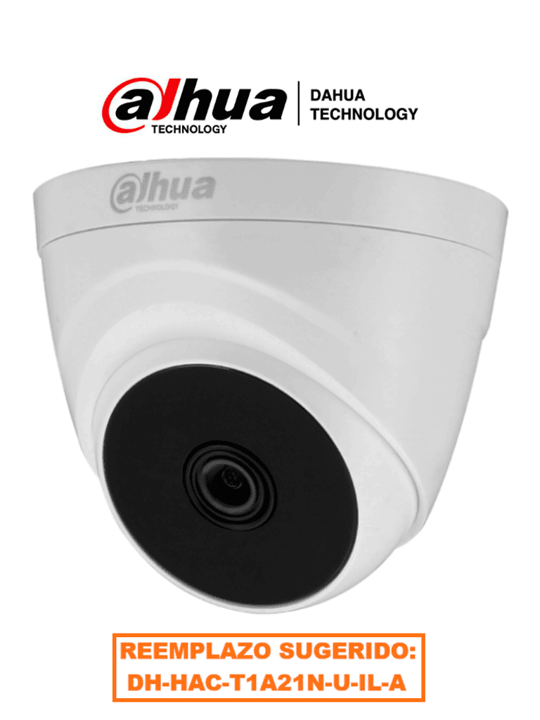 DAHUA HAC-T1A21-28 - Cámara Domo con resolución 1080p, lente de 2.8 mm y ángulo de visión de 103°, Smart IR de 20 m para mejor visión nocturna, ideal para interiores. Compatible con los formatos CVI, TVI, AHD y CVBS. #DAHQ1M