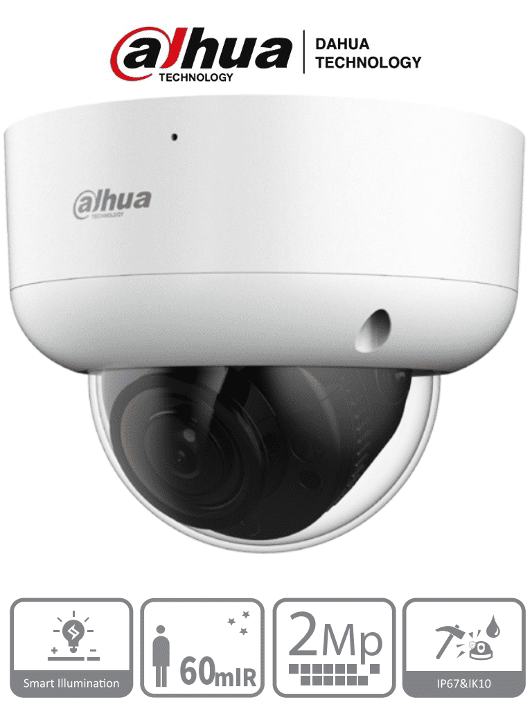 [DH-HAC-HDBW1200RAN-Z] DAHUA DH-HAC-HDBW1200RAN-Z - Camara Domo Antivandalica de 2 Megapixeles/ Lente Motorizado de 2.7mm a 12mm/ Super Adapt/ IR de 60 Metros/ IP67/ IK10 #MCI2 #MCC