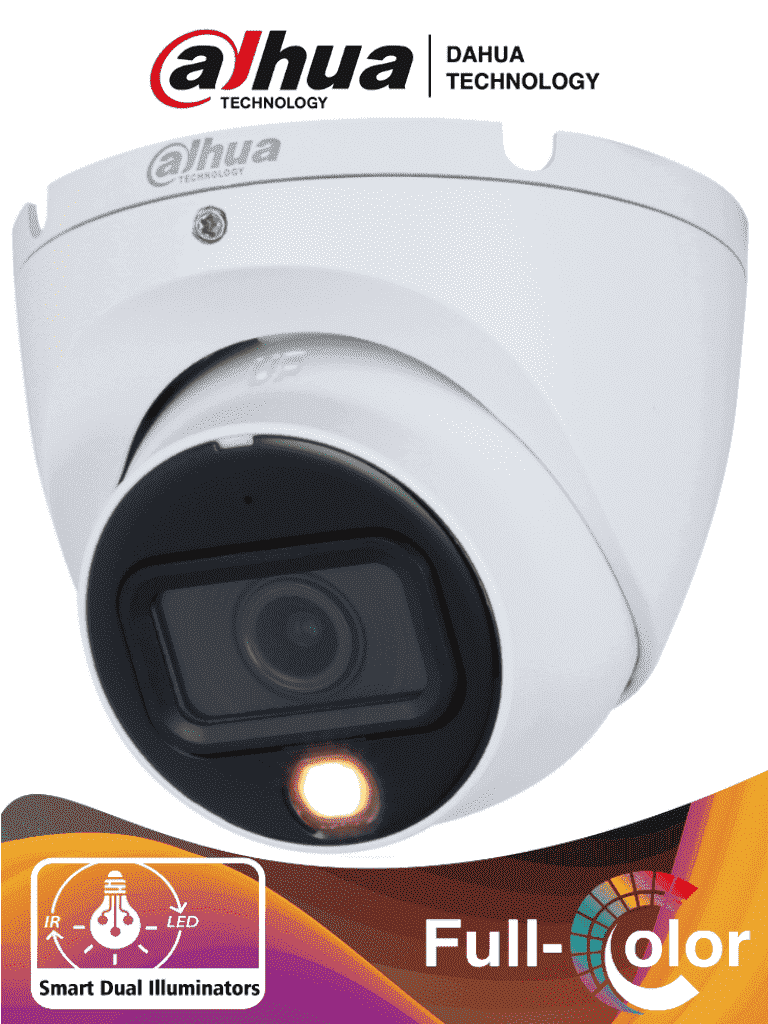 [DH-HAC-HDW1200TLMN-IL-A] DAHUA DH-HAC-HDW1200TLMN-IL-A - Camara Domo de 2 Megapixeles/ Con Iluminación Dual Inteligente/ Lente de 2.8mm/ 20 Metros de IR y Luz Visible/ Microfono Integrado/ IP67/ Soporta: CVI/CVBS/AHD/TVI/