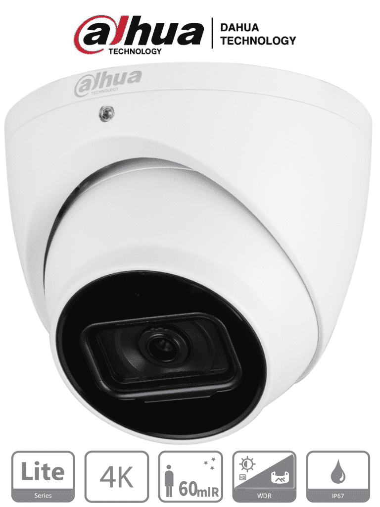DAHUA DH-HAC-HDW1801TN - Camara Domo 4k/ 8 Megapixeles/ Lente de 2.8mm/ 106 Grados de Apertura/ IR de 60 Metros/ Metalica/ WDR Real de 120 dB/ IP67/ Soporta: CVI/CVBS/AHD/TVI/ #4K #TopDahua #1CM