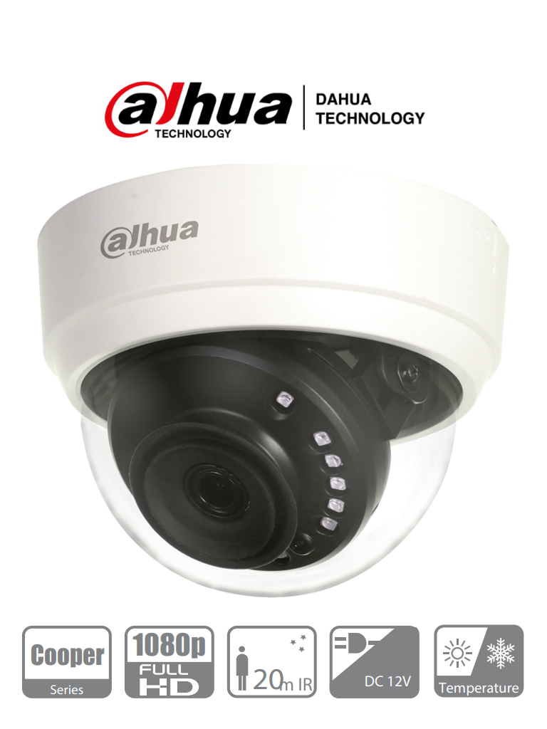 [DH-HAC-D1A21N-0280B] DAHUA HAC-D1A21N-0280B - Cámara Domo HDCVI 1080p/ 103 Grados de Apertura/ Lente de 2.8 mm/ IR 20 Mts/ Uso Interior/ TVI AHD Y CVBS/ #VolDH #NOV
