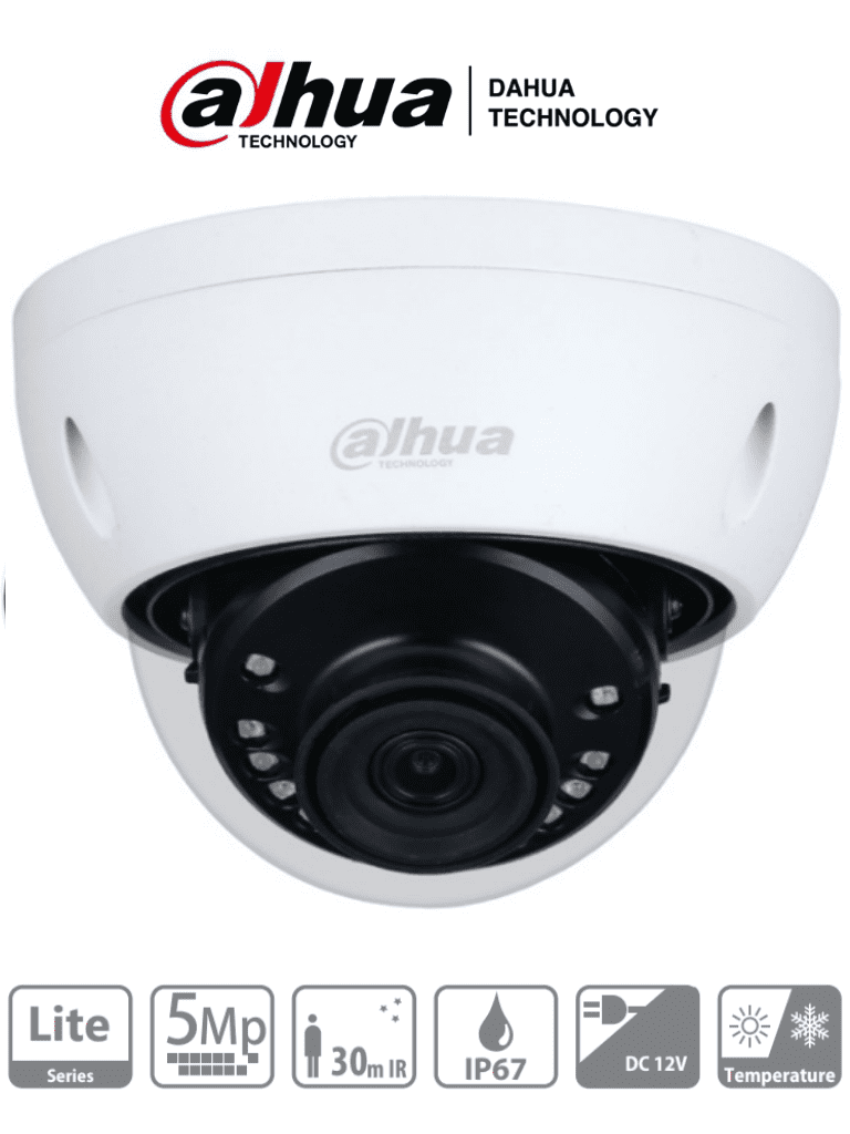 [DH-HAC-HDBW1500EN-0280B] DAHUA HAC-HDBW1500E-28 - Cámara Domo de 5 Megapixeles Antivandalica/ Lente de 2.8mm/ 111 Grados de Apertura/ IR de 30 Mts/ IP67/ IK10/ Soporta: CVI/CVBS/AHD/TVI/