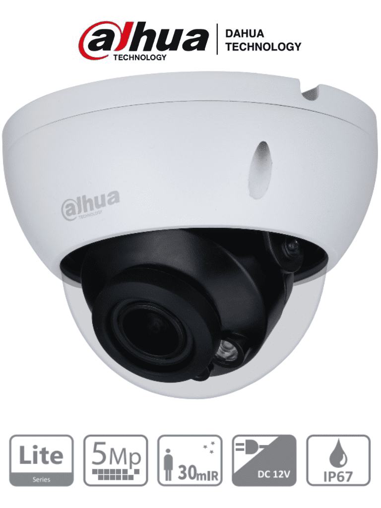 [DH-HAC-HDBW1500RN-Z-2712-S2] DAHUA HAC-HDBW1500R-Z - Camara Domo Antivandalica de 5 Megapixeles/ Lente Motorizado de 2.7-12mm/ Ir de 30 mts/ IP67/ IK10/ Soporta CVI/AHD/TVI y CBVS/
