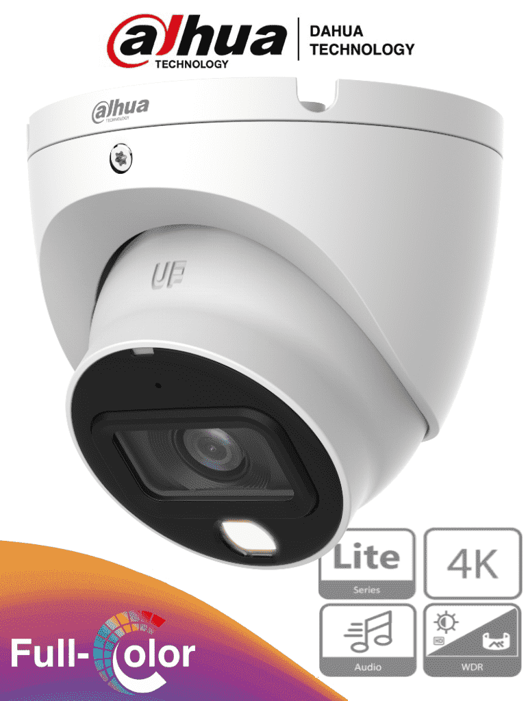 DAHUA HAC-HDW1809TLM-A-LED -Camara Domo Eyeball 4k Full Color/ 8 MP/Lente de 2.8mm/106 Grados de Apertura/ Microfono Integrado/ 20 Metros de Iluminación/ Imagen a Todo Color 24/7/ Super Adapt/ WDR de 120 dB/ Soporta CVI/CVBS/AHD/TVI / #1CM