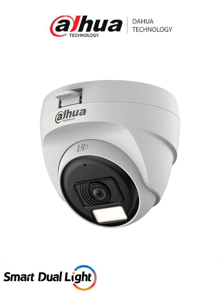 DAHUA HAC-T1A21N-U-IL-A - Cámara Domo de 2 MP Serie Cooper/ Lente de 2.8 mm Apertura Hasta 100°/ Iluminación Dual Inteligente Hasta 25Mts con IR & 20Mts Luz Calida/ Micrófono Integrado/ Policarbonato/ #LoNuevo #OD #CD