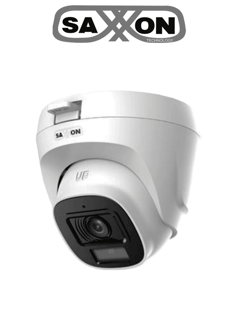 SAXXON SUA-HAC-T20P-0280B- Cámara Turret de 2 Megapíxeles/ Lente de 2.8 mm con Visión de Apertura de Hasta 100°/ Policarbonato/ IR de Hasta 20m / Fácil Instalación/ Ideal para Interiores #SAXI #VolSX