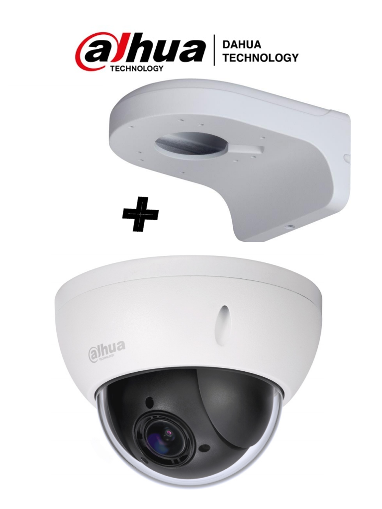 [SD22204IGCPAK] DAHUA SD22204IGCPAK - Camara mini PTZ de 2 MP HDCVI / 4X Zoom óptico con brazo de pared PFB203W incluido