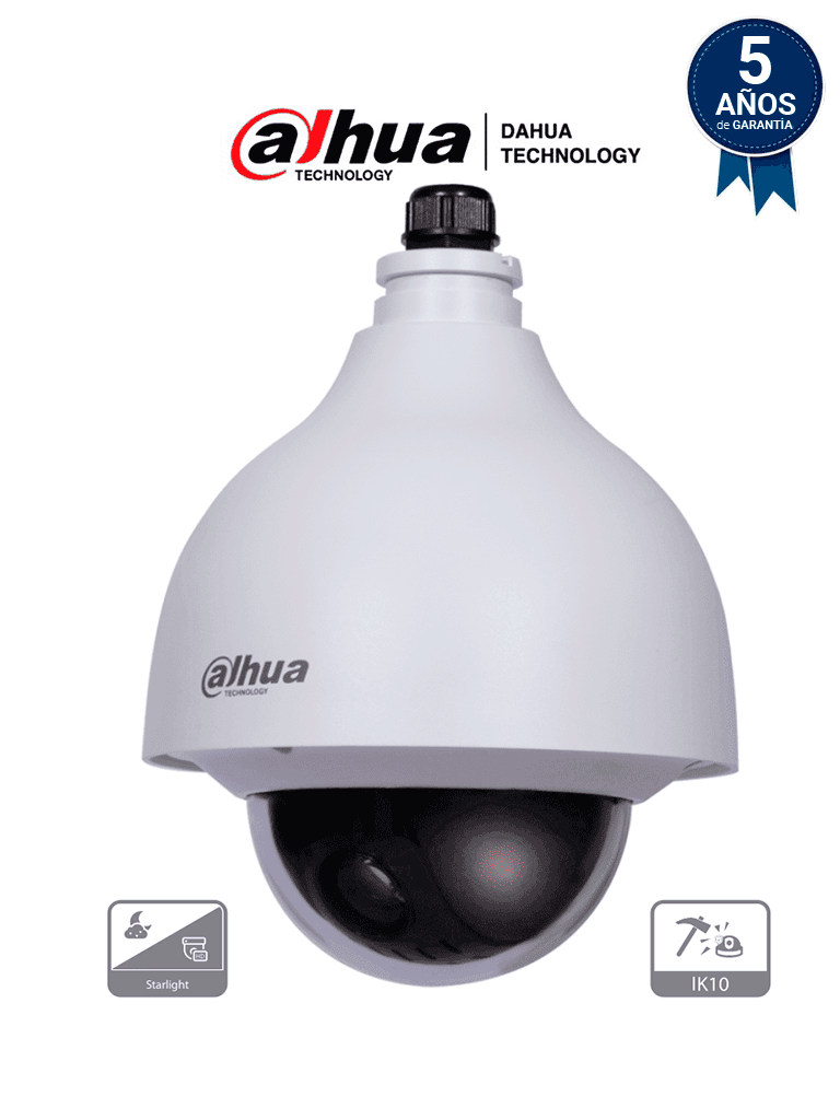 DAHUA SD40215N-HC-LA - Cámara PTZ Antivandalica de 2 Megapixeles/ 15x de Zoom Optico/ Starlight/ WDR Real de 120 dB/ 3D DNR/ IK10/IP67/ 1 Entrada de Audio/ 2&1 E&S de Alarmas/ Soporta Formatos: CVI/TVI/AHD/CVBS