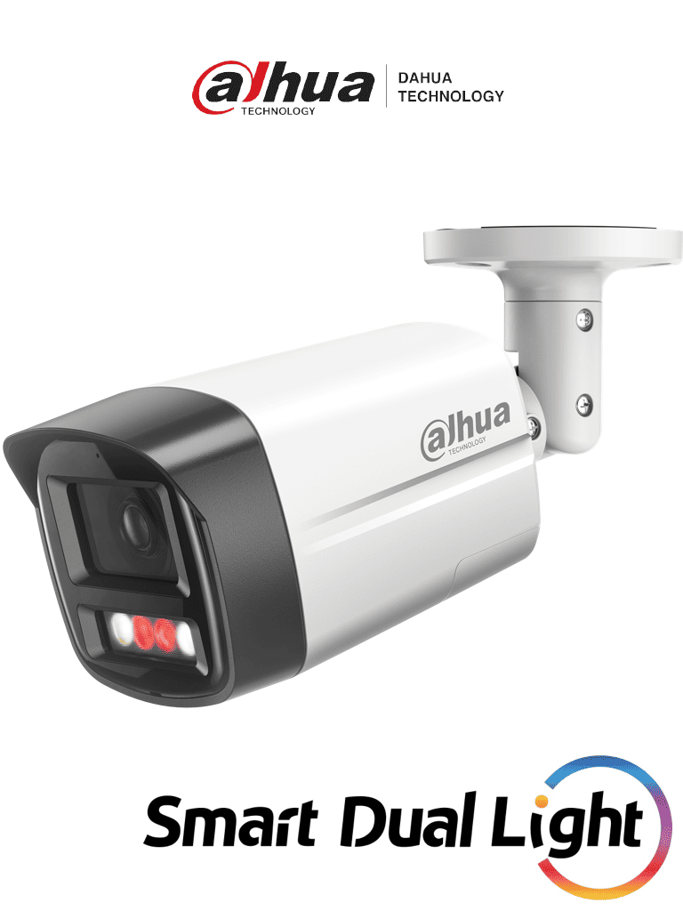 DAHUA IPC-HFW2249TL-S-PV - Cámara Bullet IP de 2MP ofrece Iluminación Dual Inteligente, disuasión activa y SMD Plus. Con protección perimetral, micrófono, bocina integrados y resistencia IP67, es ideal para seguridad profesional. #DAV