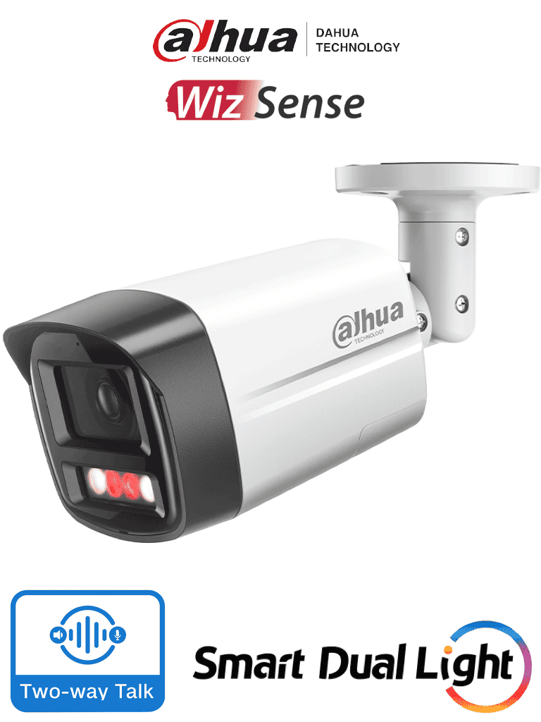 DAHUA IPC-HFW2549TL-S-PV -Cámara IP Bullet d 5 Megapixeles con Iluminador Dual y Disuasión Activa/ Sirena y Estrobo/ Lente de 2.8 mm/ 111 Grados de Apertura/ WizSense/ 30 Metros de IR y Luz Visible/ WDR Real/PoE/Audio Bidireccional/Ranura MicroSD#OIP #IPN