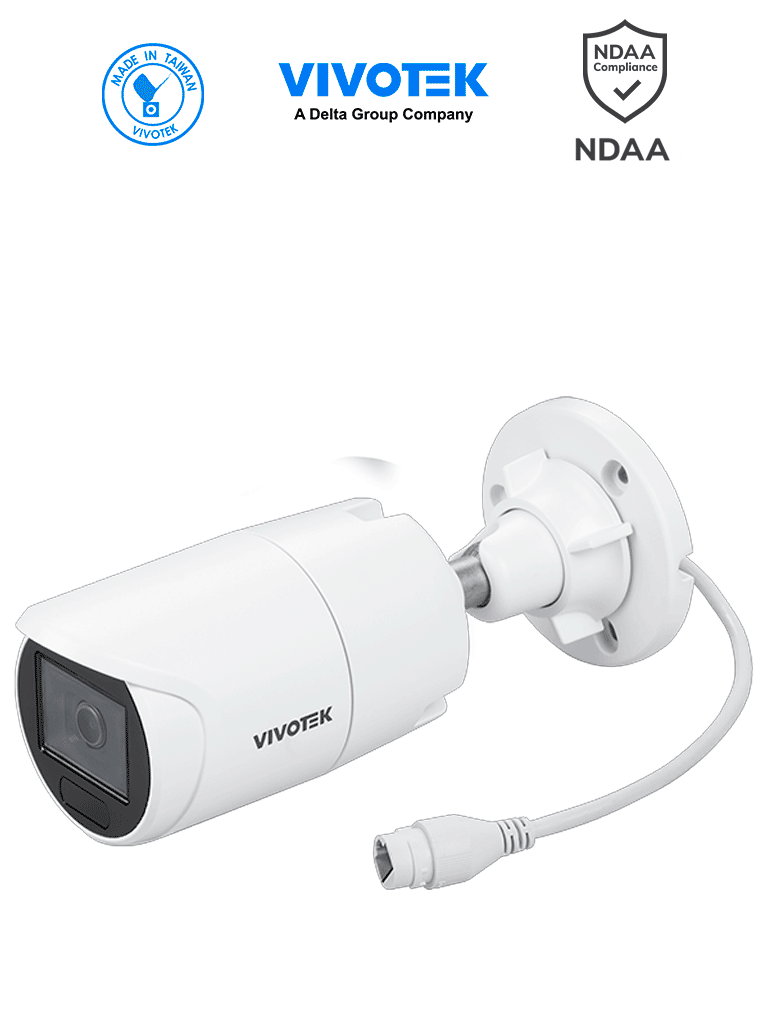 [IB833-HV(1Y)] VIVOTEK IB833-HV(1Y) - Camara IP Bullet Vortex Premium Series, 5 Megapixeles, IR 30mts , WDR Pro, Lente Fijo 3.6 mm , Advance AI, Deep Search, Microfono Integrado, Protección IP66, IK10, NDAA, Almacenamiento interno 256GB