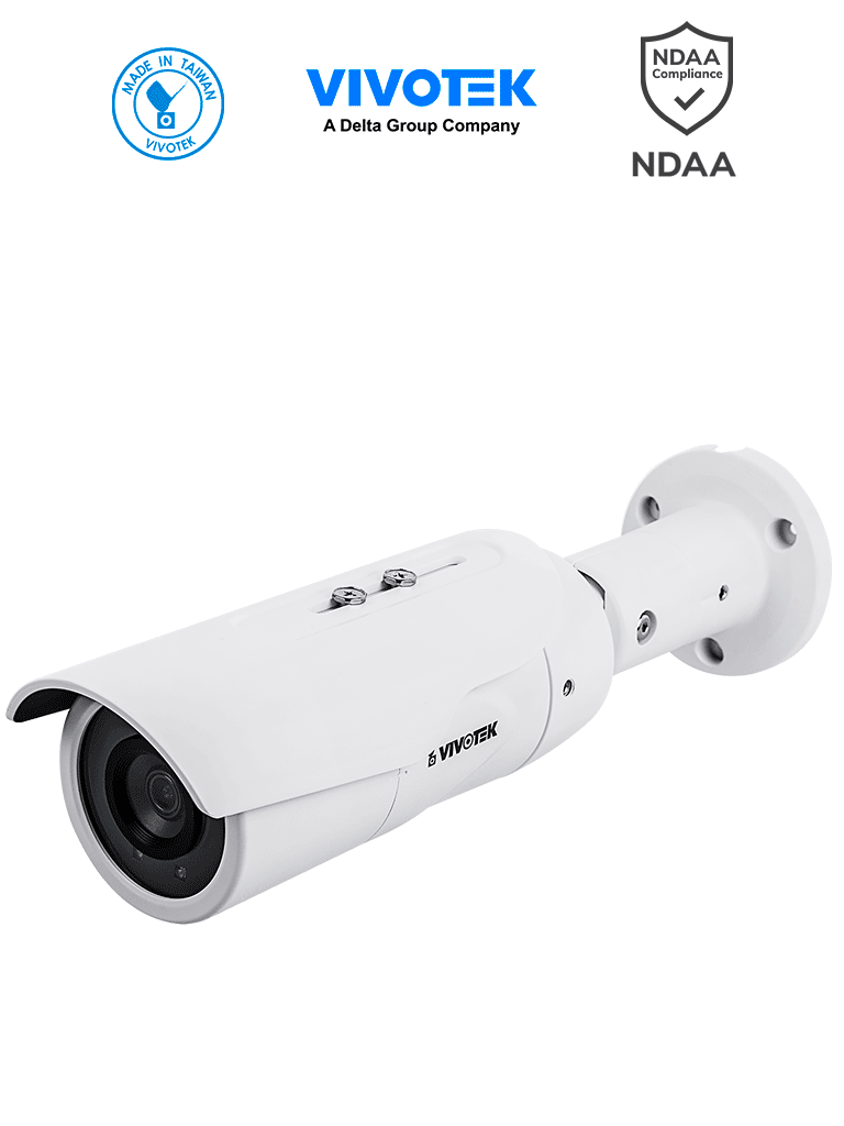 VIVOTEK IB9389-EH-v2 - Cámara IP bullet exterior 5 MP, H.265, lente fijo 3.6mm, WDR Pro, Smart IR 30m, visión SNV, Smart Stream III, ciberseguridad Trend Micro, Smart Motion, protección IP66 e IK10, certificación NDAA y compatible con ONVIF #TM