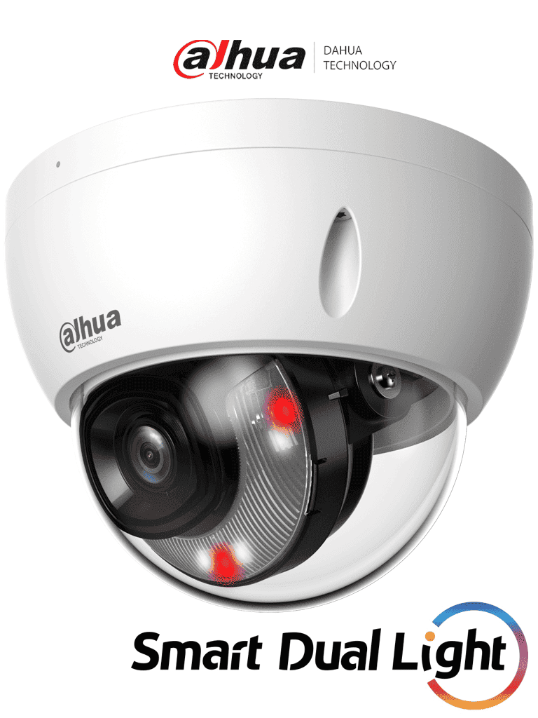 DAHUA IPC-HDBW2449E-S-IL- Camara IP Domo Antivandalica de 4 MP/ WizSense/ Iluminadores Duales Inteligentes/ Lente de 2.8mm/ 101 Grados de Apertura/ 30 Metros de Luz IR y Luz Visible/ WDR Real/ SMD Plus/ Ranura para Micro SD/ PoE/ IP67/ IK10 #ACIP #IPC