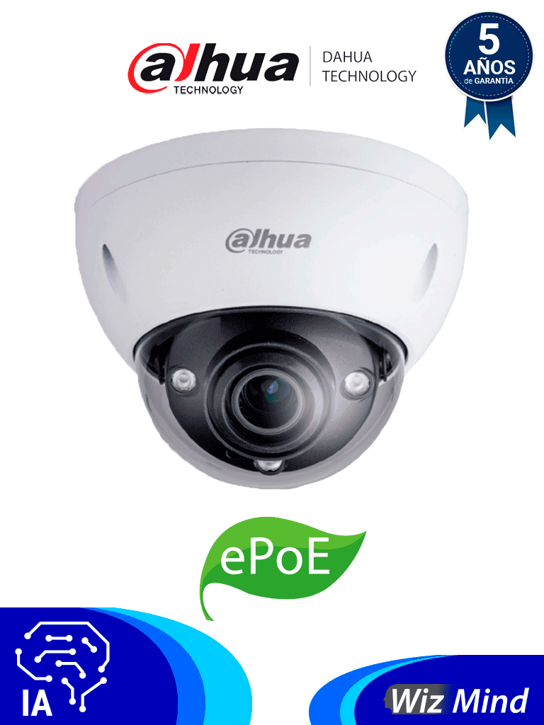 DAHUA IPC-HDBW5231EN-ZE-HDMI - Cámara IP Domo Antivandálica Resolución de 2 MP/ Lente Mot. 2.7 a 13.5mm/ ∢ 101°-31°/ IR 50 mts/ IA WizMind/ Det. Facial/ Prot. Perimetral/ Starlight/ ePoE/ WDR/ H.265/ IP67/ IK10/ E&S Alarma/ E&S Audio/ Salida HDMI #DDIP