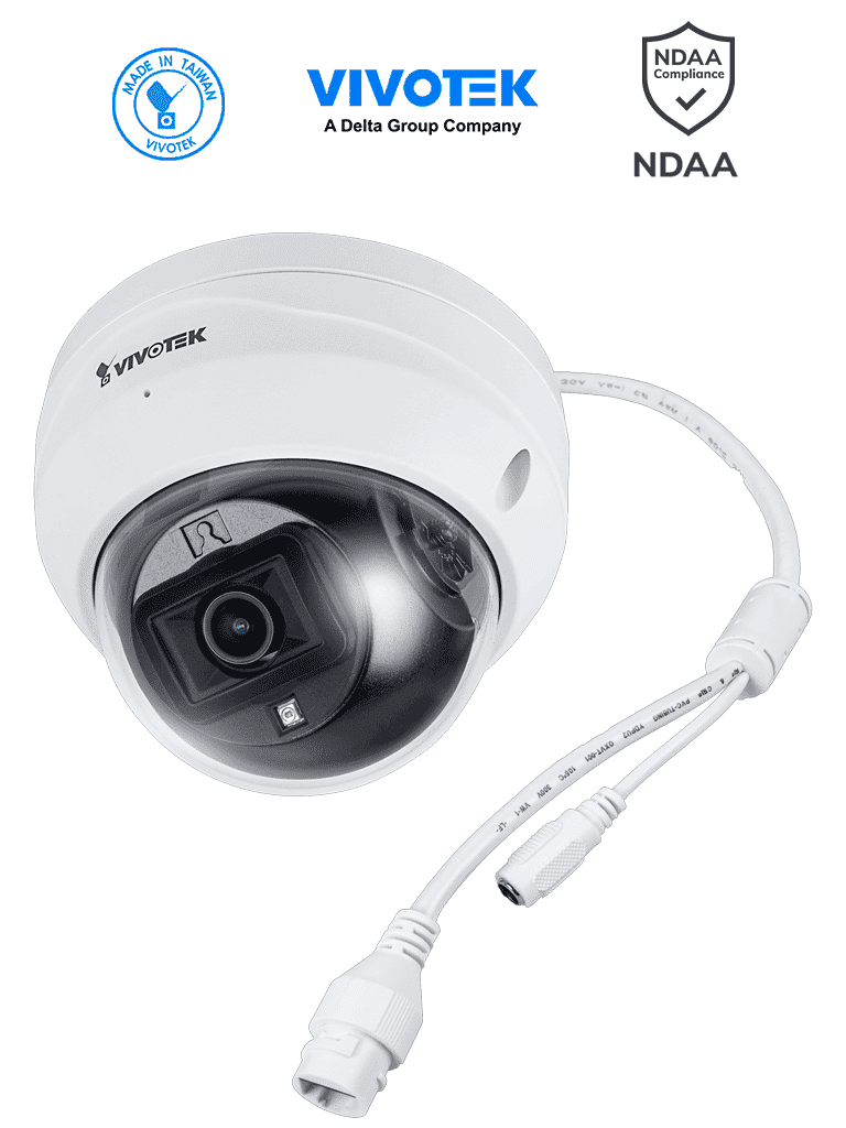 VIVOTEK FD639(1YL) - Camara IP VORTEX Essential Series Domo Exterior 2 MP, Lente 2.8 mm, Microfono integrado, IR 30m, IP66, IK10, Almacenamiento 128GB, Analiticas IA: Intrusión, Cruce de Linea, Merodeo, Busqueda de Escena